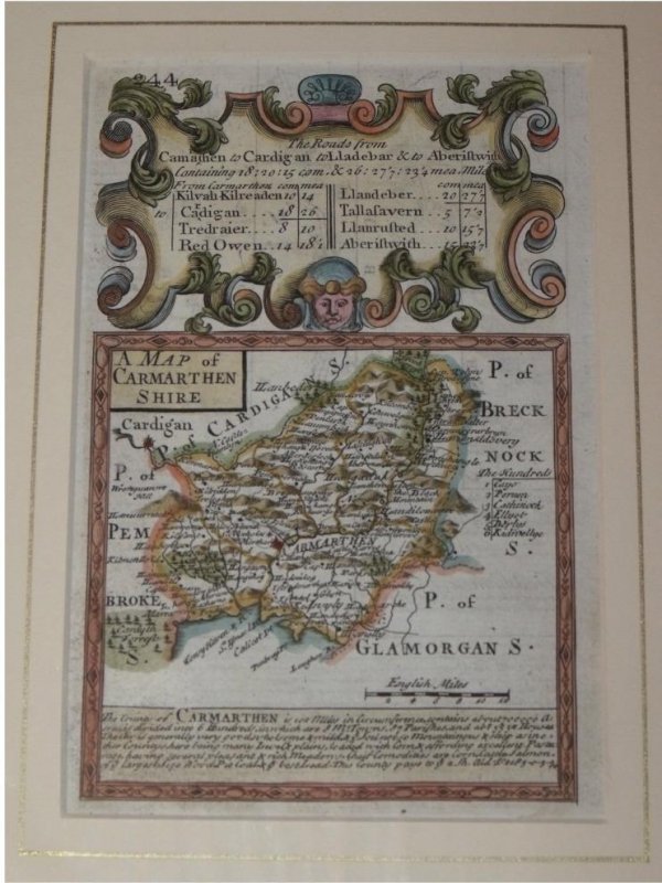 Image for Attractive miniature Antique county map: CARMARTHENSHIRE. From: BRITANNIA DEPICTA. or “Ogilby Improv'd”.