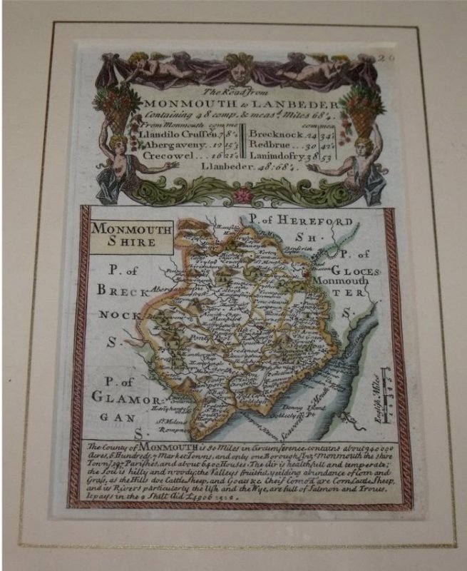 Image for Attractive miniature Antique county map: MONMOUTHSHIRE. From: BRITANNIA DEPICTA. or “Ogilby Improv'd”.