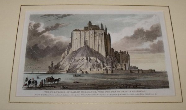 Image for Attractive original steel engraving of The Fortress of Ham in Normandy. The Prison of Prince Polignac. Drawn by B.Perry from an sketch taken on the spot in 1830 and published in the Royal Lady’s Magazine by W.Sams, Booksellers to the King.