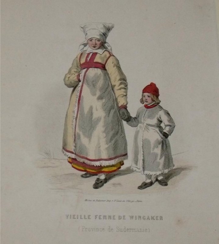 Image for Attractive original engraving of Vielle Femme de Wingaker. (Province de Sudermanie) Old Woman from Wingaker. Province of Södermanland.