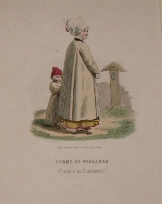 Image for Attractive original engraving of Femme de Wingaker. (Province de Sudermanie) Woman from Wingaker. Province of Södermanland.