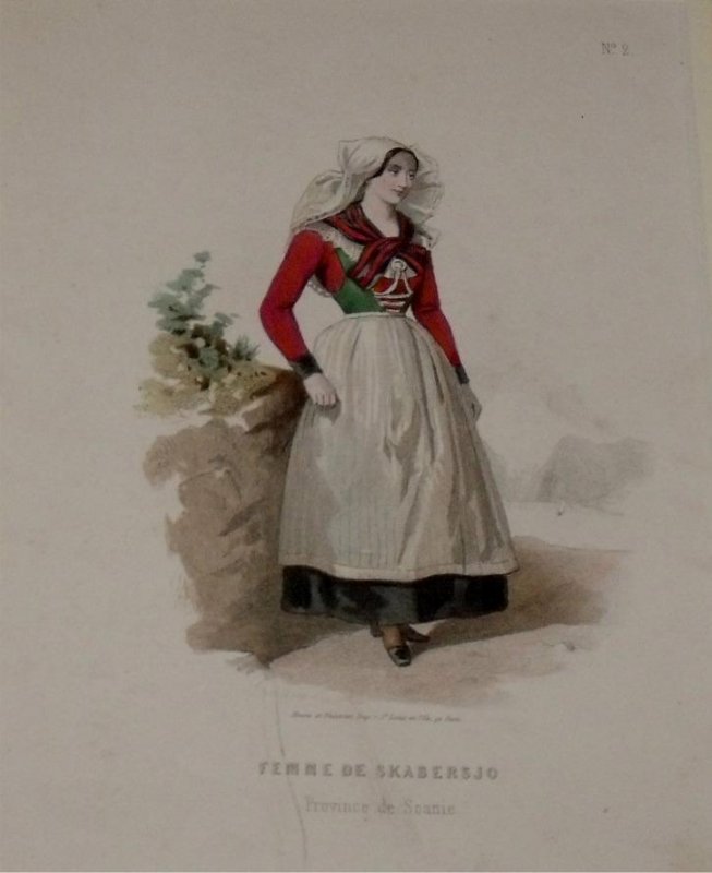 Image for Attractive original engraving of Femme de Skabersjo. (Province de Scanie). Woman from Skabersjo in the Province of Scanie.