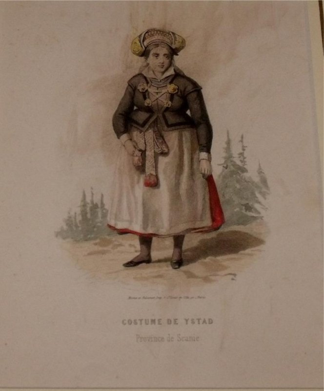 Image for Attractive original engraving of Costume de Ystad. (Province de Scanie). Woman from Ystad in the Province of Scanie.