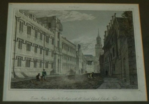 Image for Exeter, Jesus and Lincoln Colleges with All Saints Church from the Turl. Engraved by J.Skelton from the original by J.Basire. For the year 1806. Pl.106.