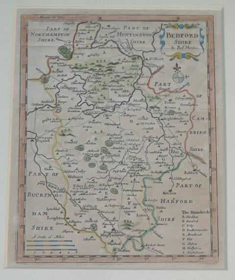 Image for Bedfordshire. Original engraved map of Bedfordshire.