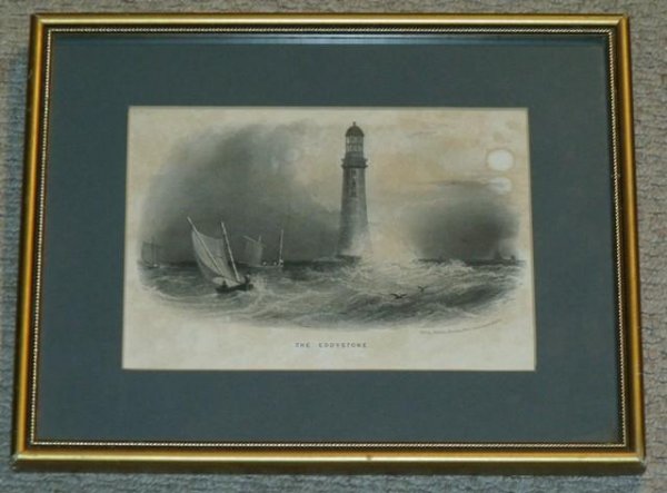 Image for The Eddystone. Original engraving of The Eddystone Lighthouse.