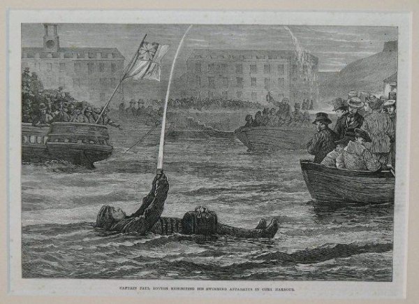 Image for Captain Paul Boyton Exhibiting His Swimming Apperatus In Cork Harbour.