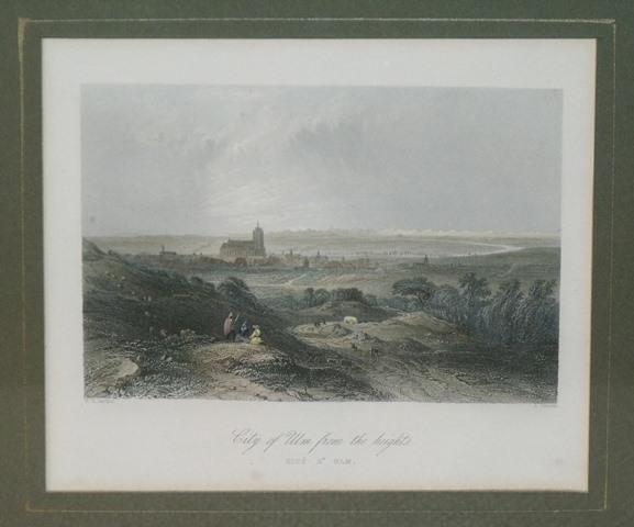 Image for Attractive original steel engraving of City of Ulm from the heights.