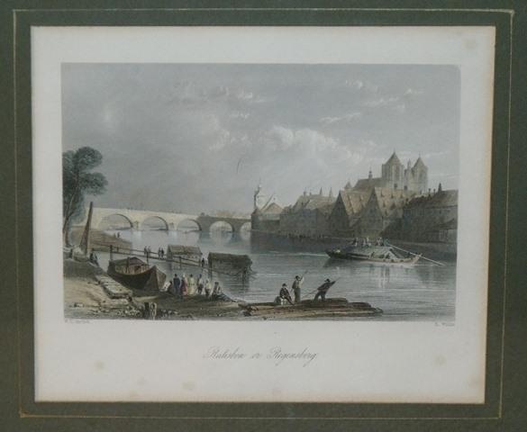 Image for Attractive original steel engraving of Ratisbon Regensberg.