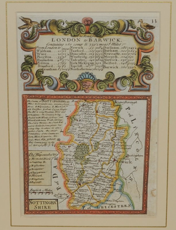 Image for Attractive miniature Antique county map: NOTTINGHAMSHIRE. From: BRITANNIA DEPICTA. or “Ogilby Improv'd”