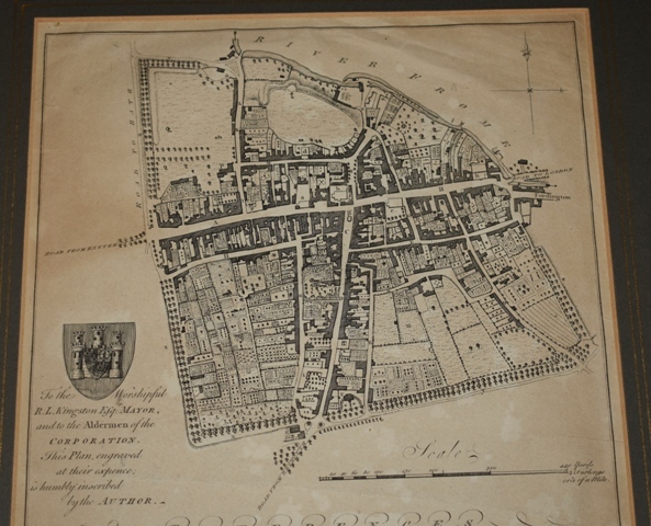 Attractive original engraved TOWN PLAN of DORCHESTER. From HUTCHINS ...