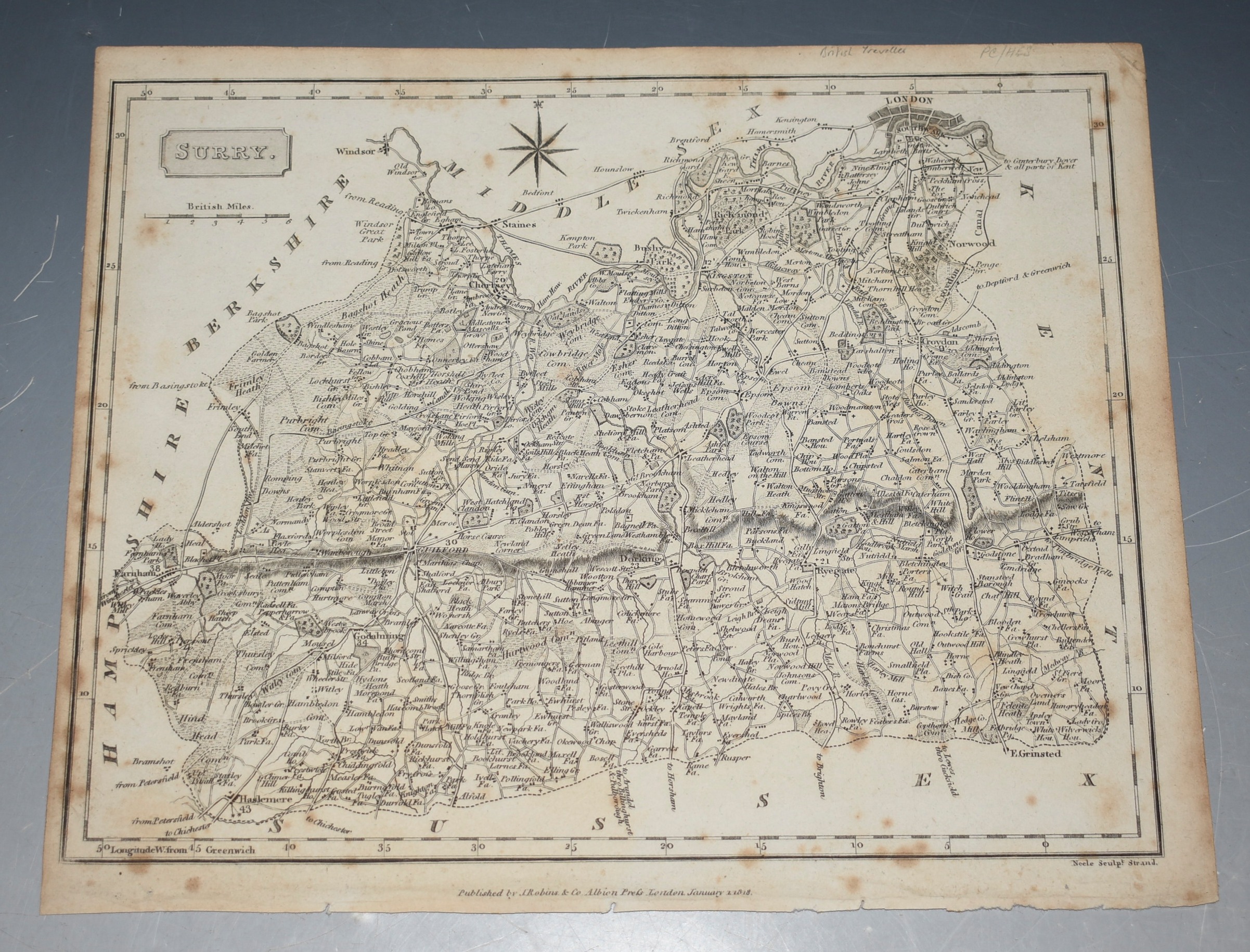 Carte Ancienne De Londres 1812 Langley & Belch - Reproduction Décorative - Affiche D'art