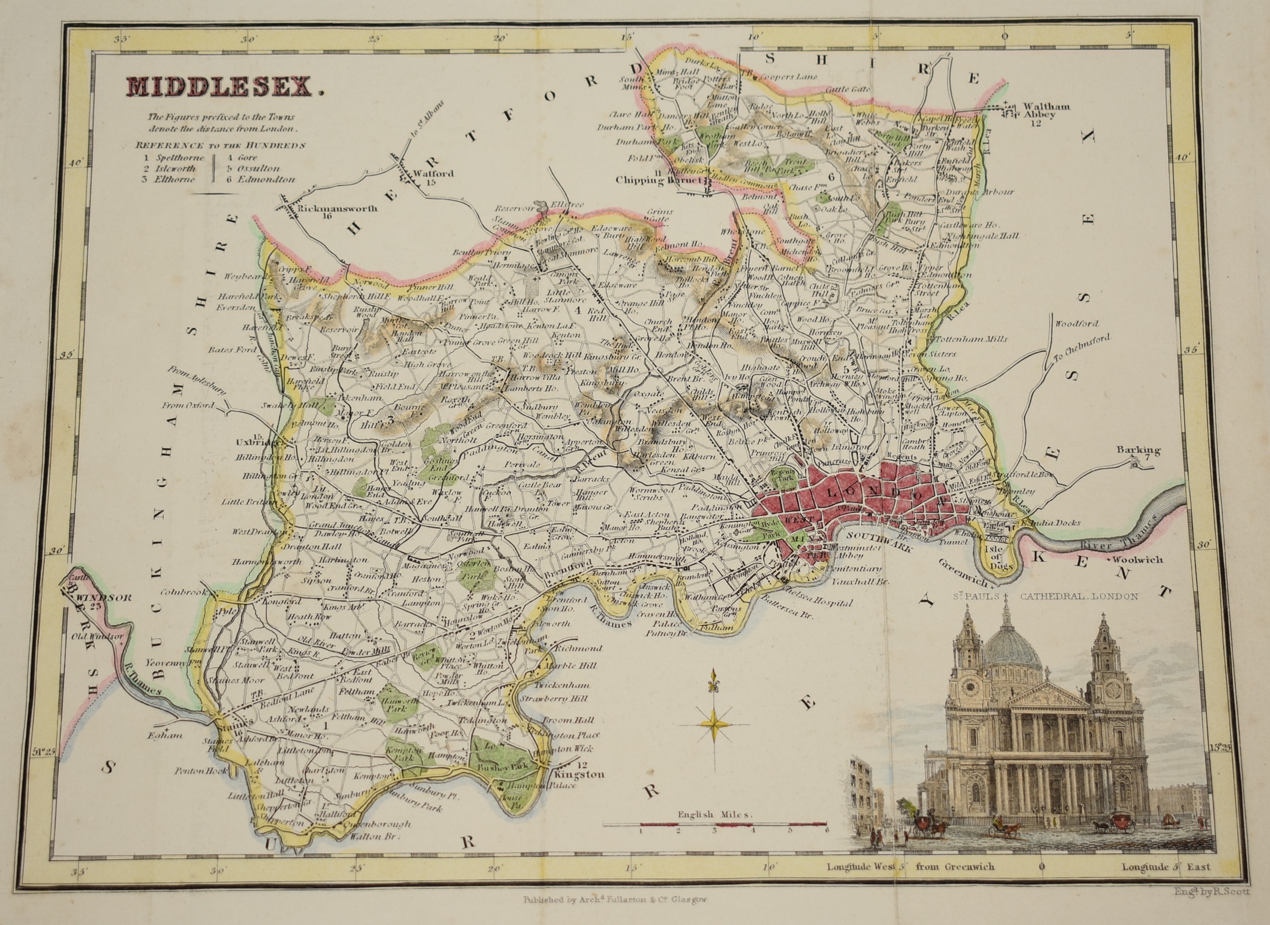 ORIGINAL ENGRAVED MAP OF Middlesex.