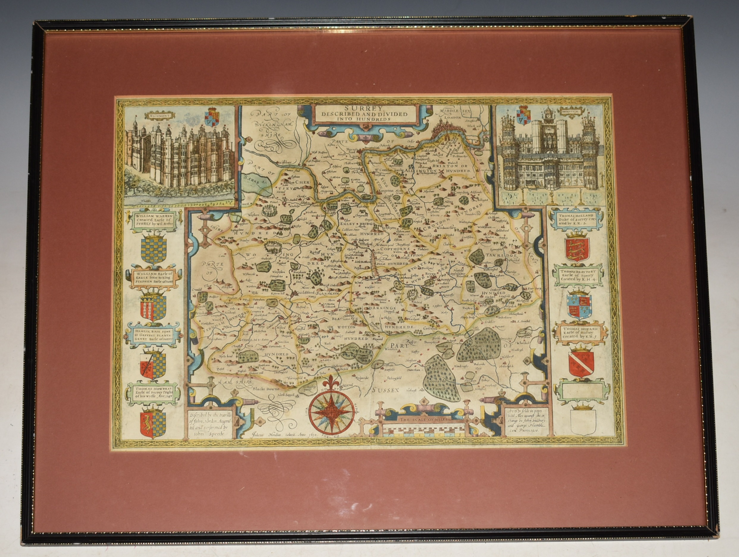 Original Map of Surrey described and divided into hundreds.