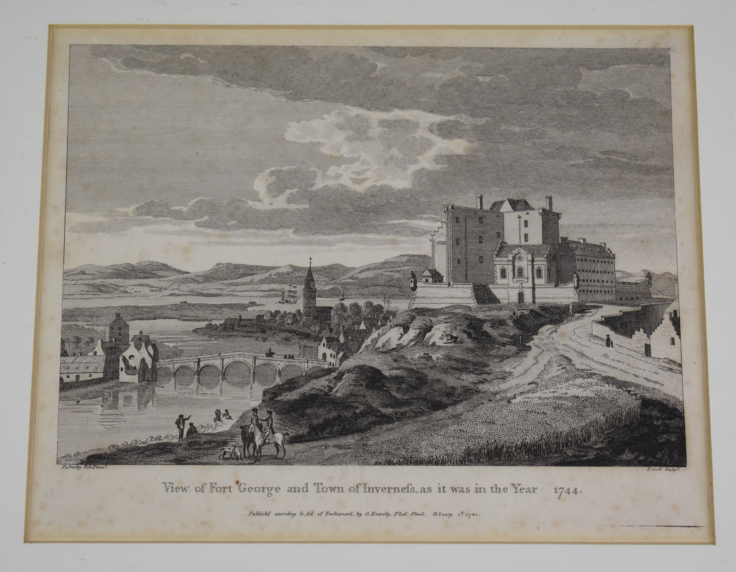 Original Antique Engraving Illustrating a View of Fort George and the ...