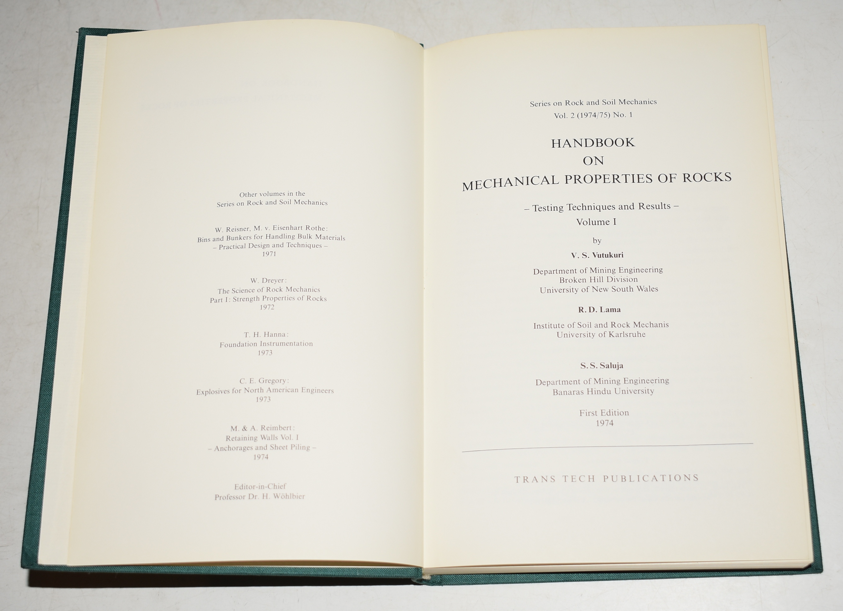 Handbook on Mechanical Properties of Rocks, Testing Techniques and ...